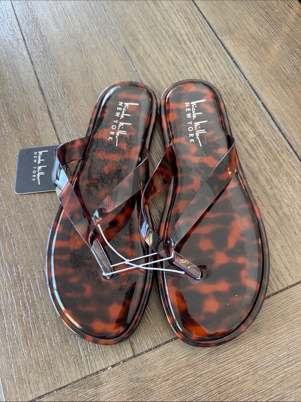Nicole Miller Tortoiseshell-Pattern Jelly Sandals - Brown/Black